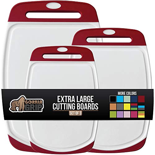 Oversized Cutting Board, 3 Piece, Non-Slip, Extra Large Thick Chopping Boards, Dishwasher Safe, Non-Porous, Set of 3