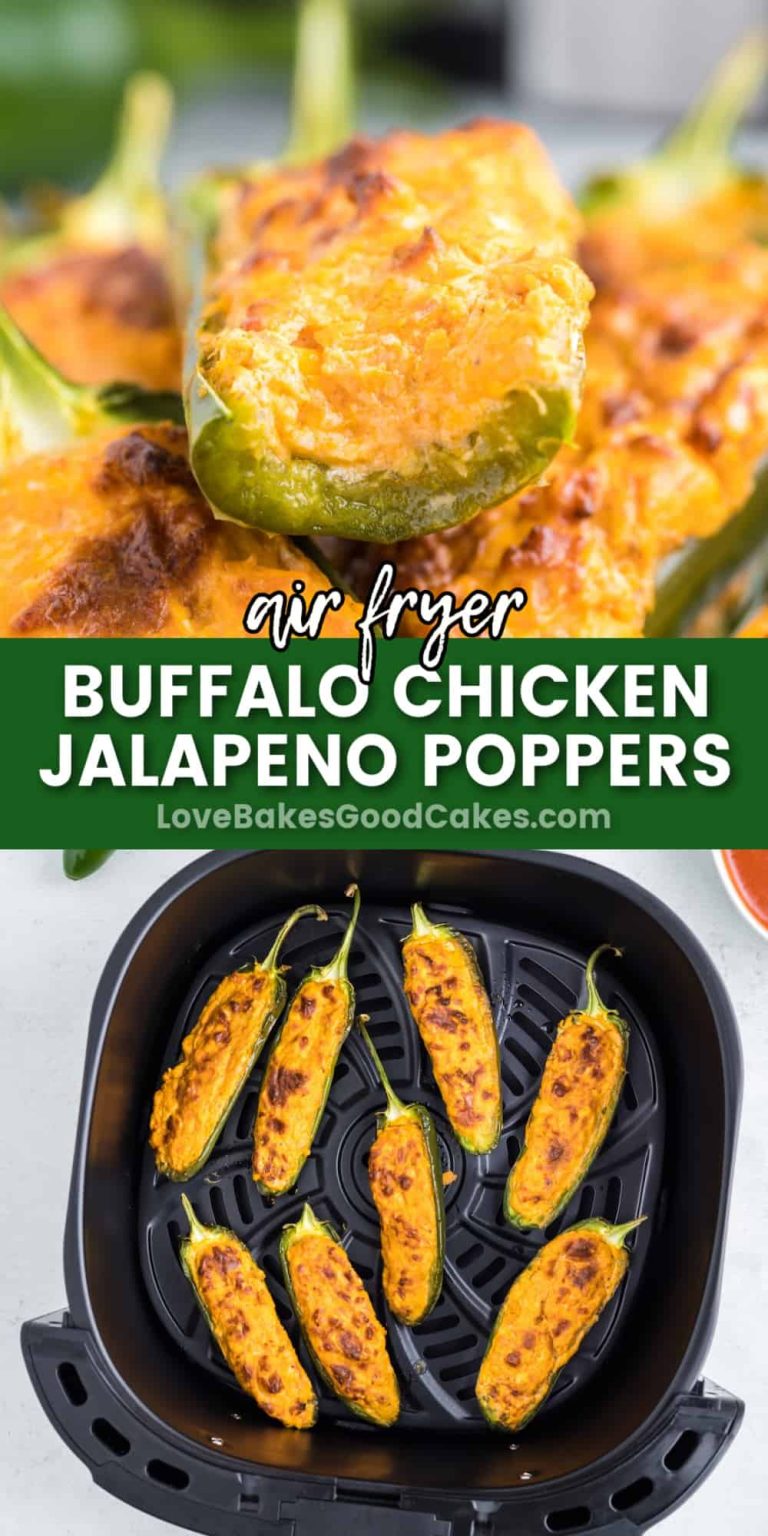 air fryer buffalo chicken jalapeno poppers pin collage