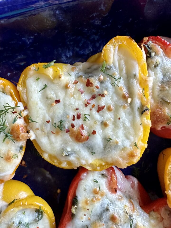 Cheesy Spanakopita Stuffed Peppers (Low Carb)